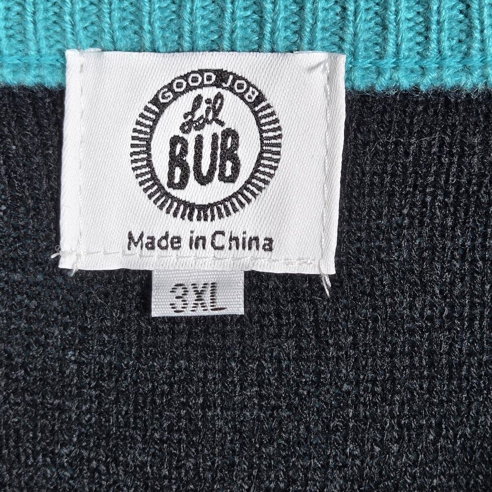 Lil Bub Mister Marbles Sweater Womens 3XL Blue Knit Space Cat Graphic Pullover - Picture 5 of 11